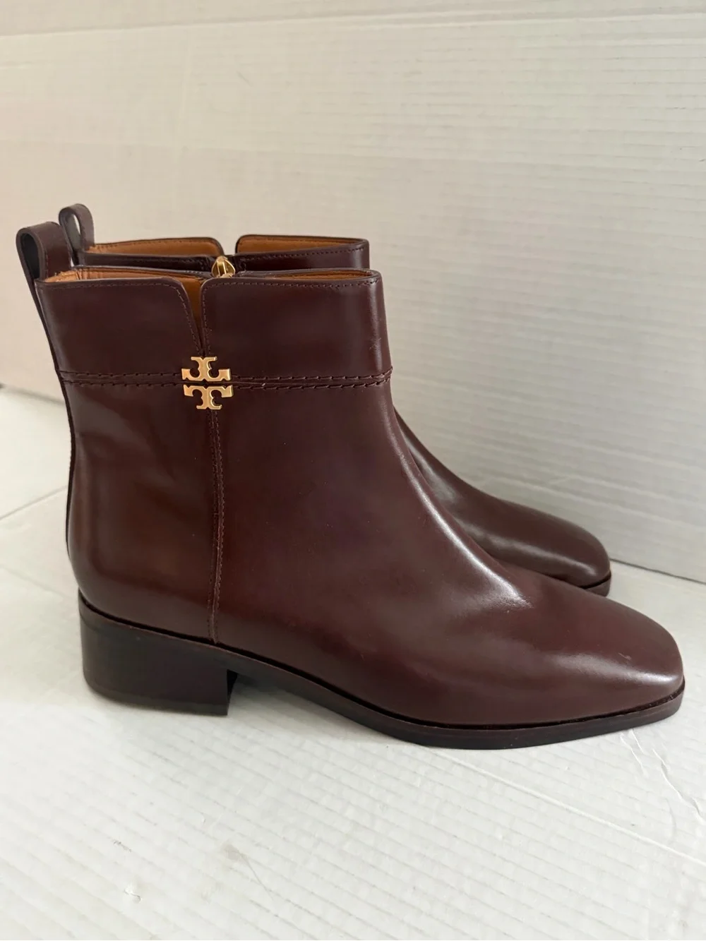 Tory Burch Everly Flat Boots Etrusco Calf Sierra Brown Leather 10